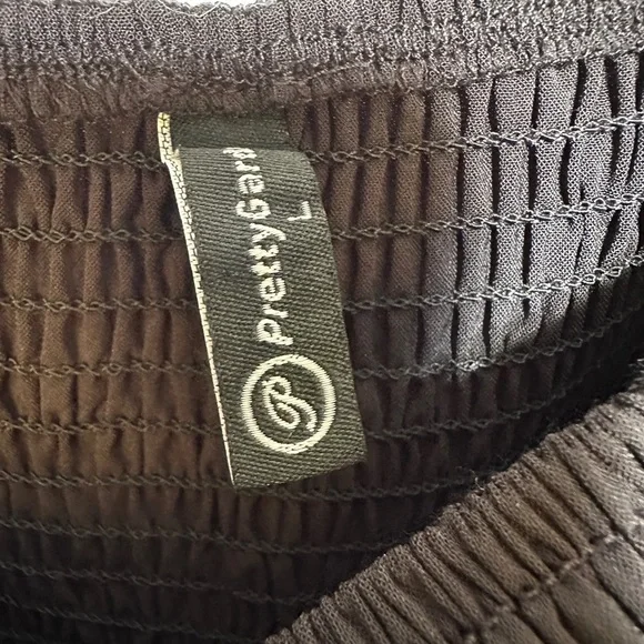 Black Puff Sleeve Tiered Midi Dress Square Neck Flowy Romantic Size L - Picture 5 of 5